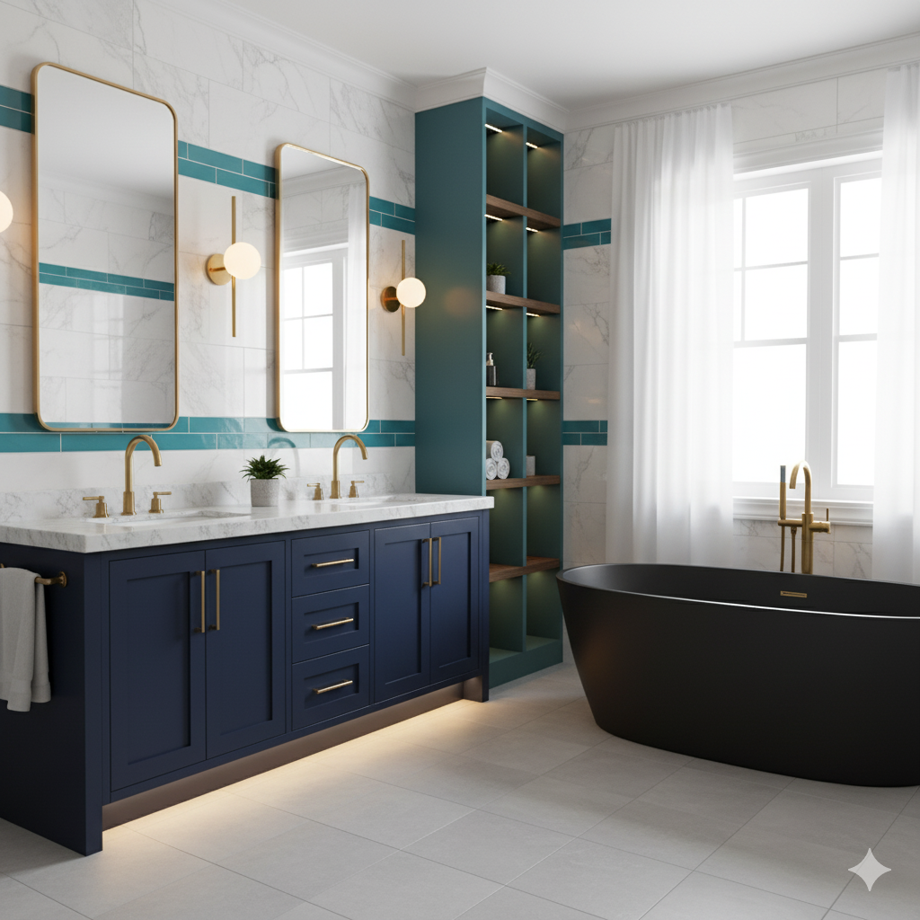 Custom bathroom vanity built in our Sarasota woodworking shop