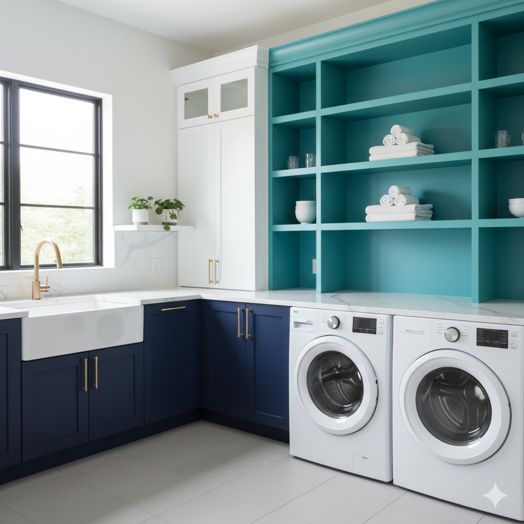Humidity-resistant custom laundry room cabinetry Sarasota Florida