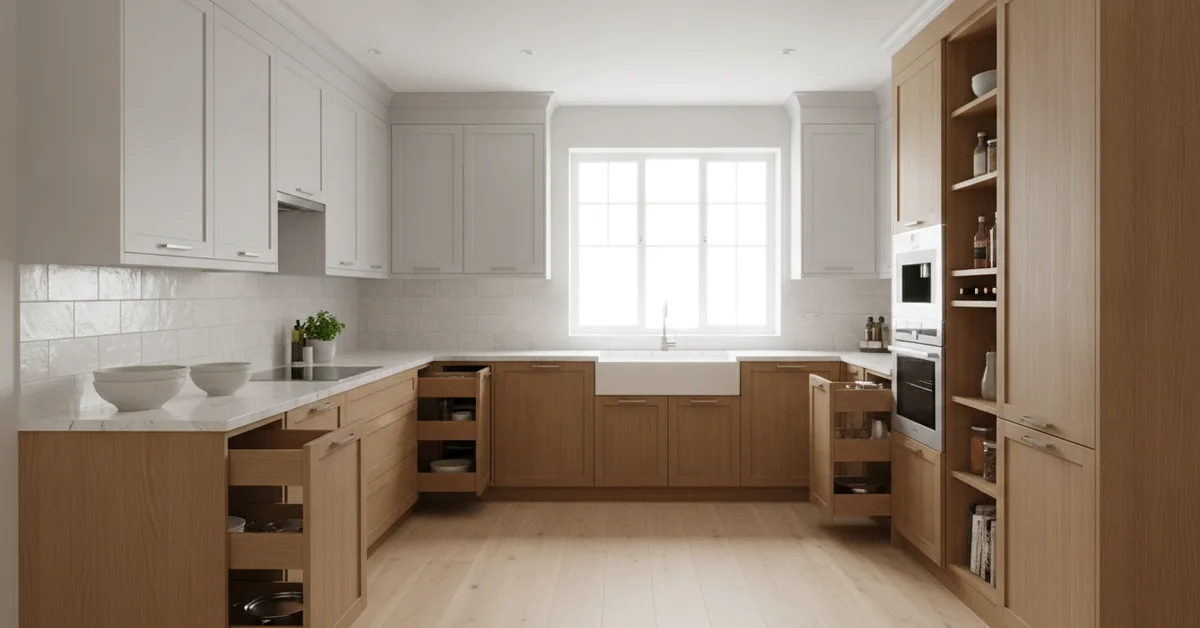 Maximizing Storage in L-Shaped Kitchens: A Room-by-Room Solution with Custom Cabinetry
